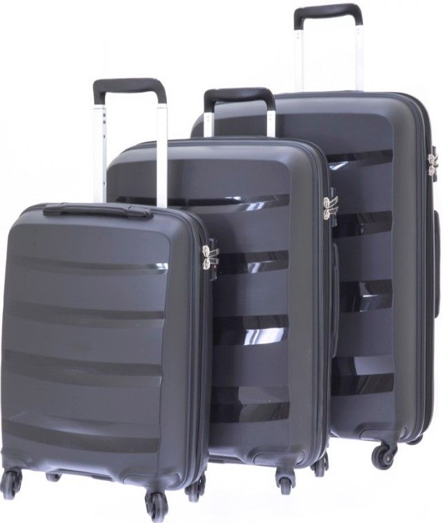 Ensemble de valises trolley 3 pièces avec roues argentées