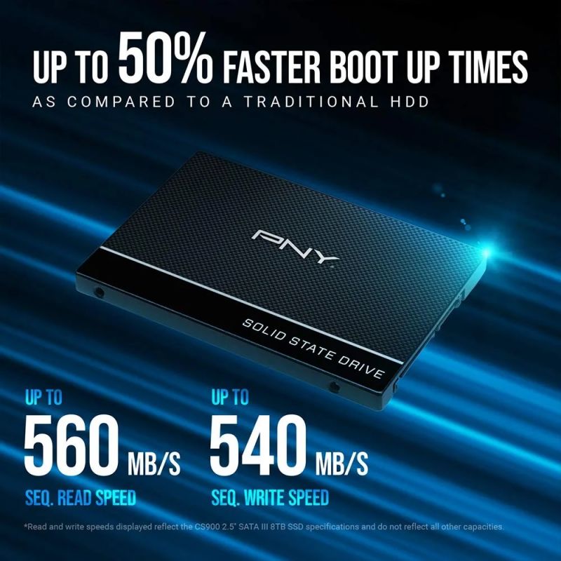 SSD PNY CS900 1To 2.5'', SATA III 6GB/s, 535/515 MB/s, IOPS 80/86K
