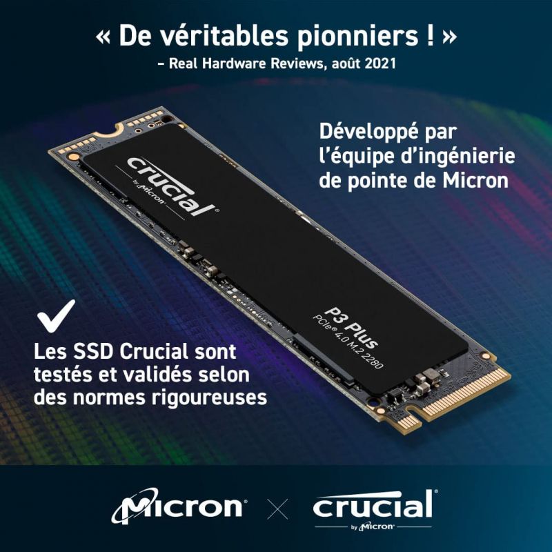 SSD 500Go CRUCIAL P3 Plus PCIe 3.0 (NVMe) - CT500P3PSSD8 - CARON