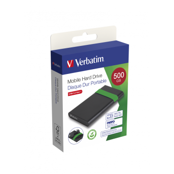 Verbatim Disque dur reconditionné et certifié 500 Go - USB 3.2 Gen 1 - 53111