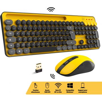 Pack 2en1 (Clavier/Souris) sans fil Advance Pep'S (Jaune/gris) - CLS-SMT