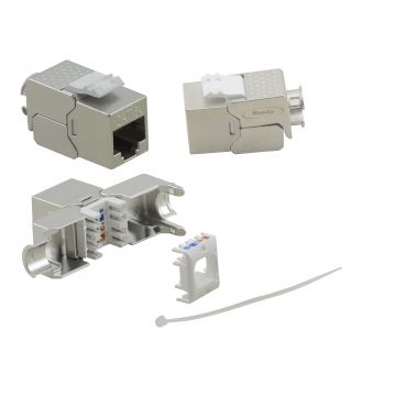 Embase RJ45 blindée Cat. 6A Module 180°, Premium, certifié GHMT, 500 MHz