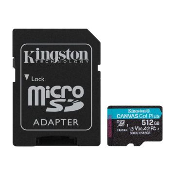 microSDXC 512Go KINGSTON Canvas Go Plus 170R A2 U3 V30 Card + ADP