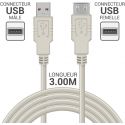 Rallonge USB 2.0 A/A M/F en 3 mètres - 11330